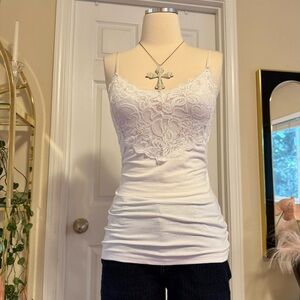 Vintage White Cotton & Lace Cami